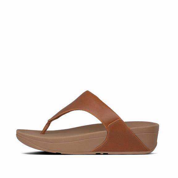 Fitflop Lulu Leather Toe Post Sandals Light Brown Womens - South Africa (NYMO46835)